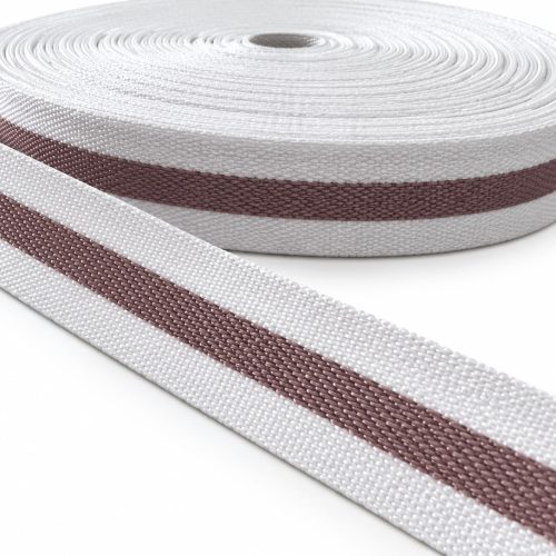 Alça de 3cm de Polyester Listras Branco/Rose