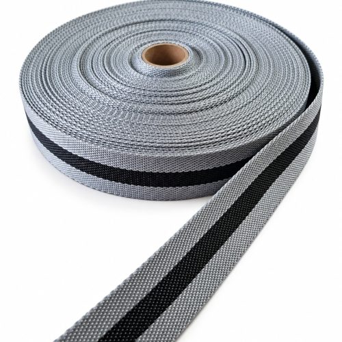 Alça de 3cm de Polyester Listras Cinza/Preto